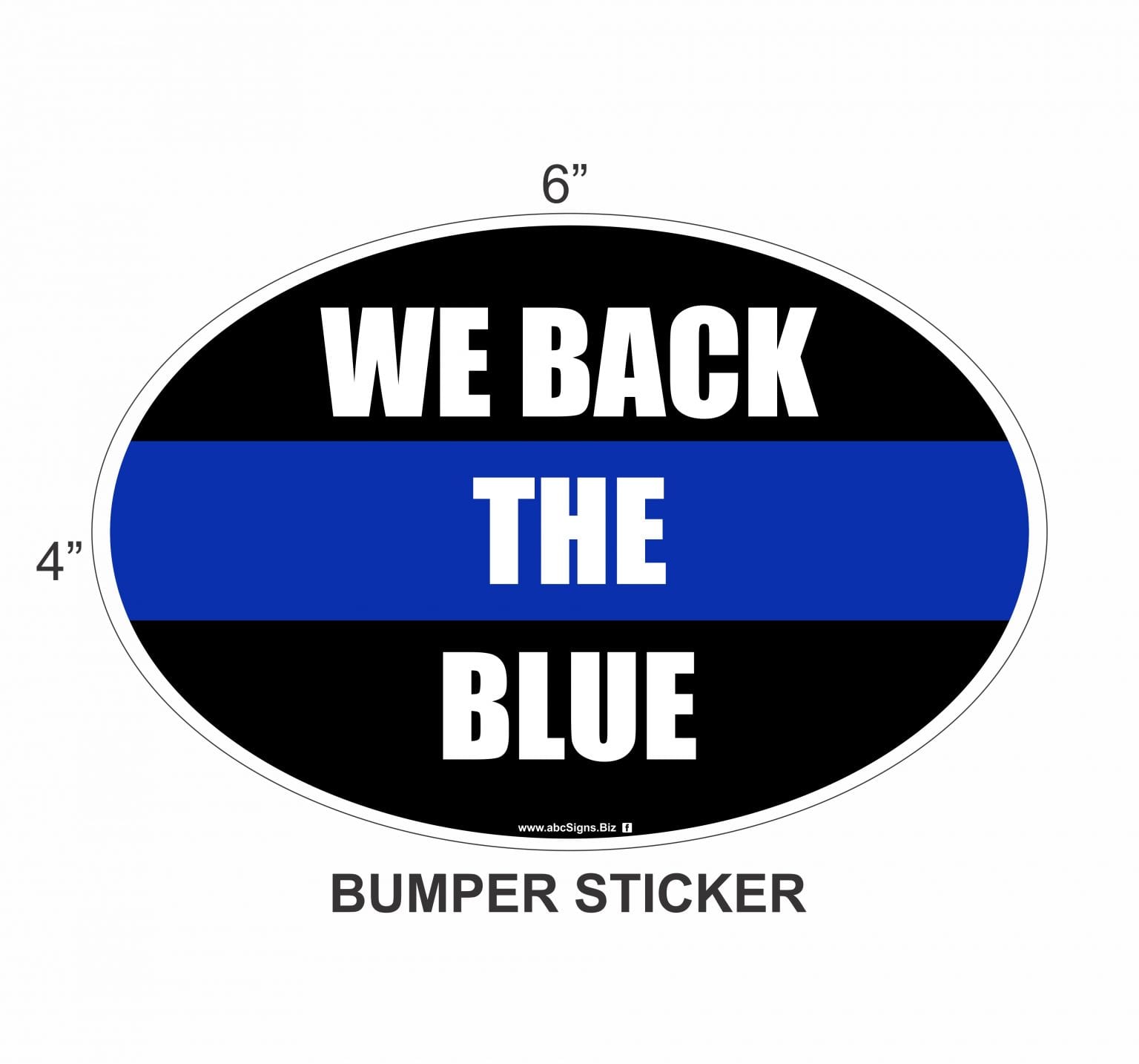 T20BS411 WE BACK THE BLUE BUMPER STICKER Trump Wholesale Products